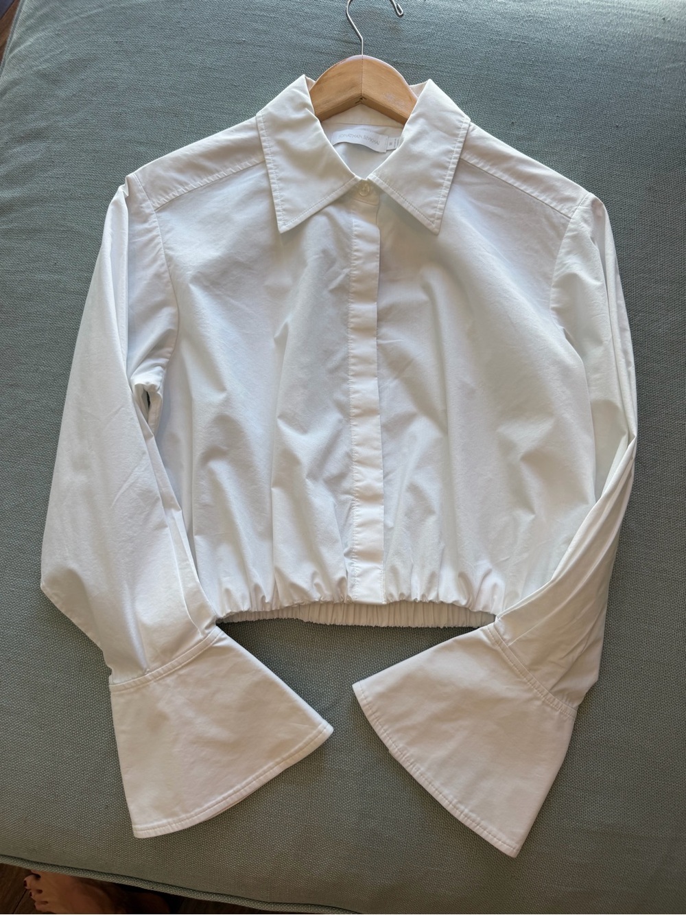 Jonathan Simkhai White Cropped Button-Front Shirt